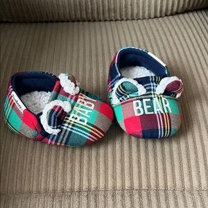 Dearfoams Plaid Baby Bear Slippers